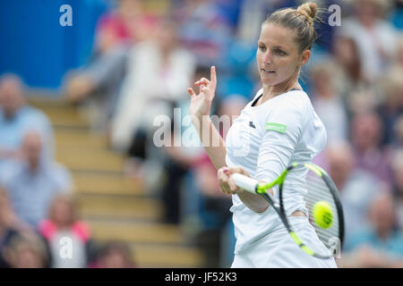 Eastbourne, UK. 28th June, 2017. Kristyna Pliskova of Czech Republic in action against Angelique Kerber of Germany during day four of the Aegon International Eastbourne on June 28, 2017 in Eastbourne, England Credit: Paul Terry Photo/Alamy Live News Stock Photo
