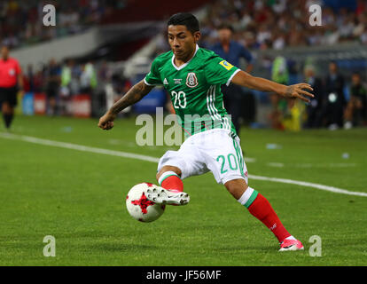 Sochi, Russia. 29th June, 2017. Mexico's Javier Aquino during the semi-final of the Confederations Cup between Germany and Mexico at the Fisht Stadium in Sochi, Russia, 29 June 2017. Photo: Christian Charisius/dpa/Alamy Live News Stock Photo