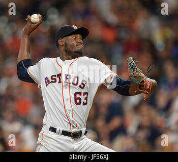 June 28, 2017: Houston Astros starting pitcher David Paulino (63) during a Major League Baseball game between the Houston Astros and Oakland Athletics at Minute Maid Park in Houston, TX. Chris Brown/CSM Stock Photo