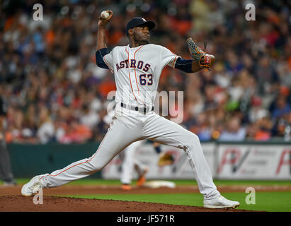 June 28, 2017: Houston Astros starting pitcher David Paulino (63) during a Major League Baseball game between the Houston Astros and Oakland Athletics at Minute Maid Park in Houston, TX. Chris Brown/CSM Stock Photo