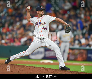 June 28, 2017: Houston Astros relief pitcher Luke Gregerson (44) during a Major League Baseball game between the Houston Astros and Oakland Athletics at Minute Maid Park in Houston, TX. Chris Brown/CSM Stock Photo