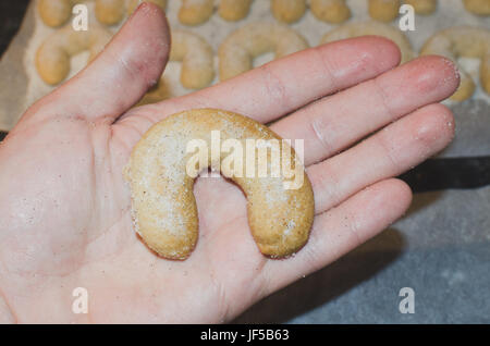 closeup of czech traditional christmas biscuits coated in vanilla and sugar Stock Photo