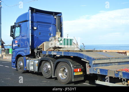 RNLI Mercedes Actros lorry with replacement launch tractor for the Teignmouth Lifeboat 'The Two Annes' Stock Photo