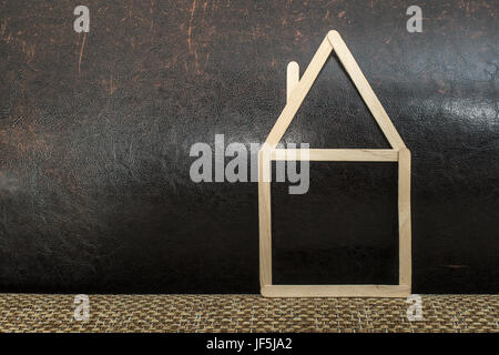 Model house made of wooden sticks Stock Photo