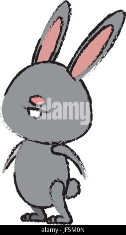 cute gray bunny easter concept Stock Vector