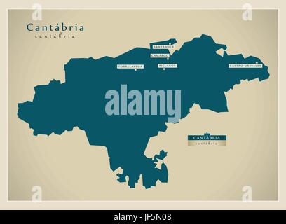 modern, modernity, europe, spain, region, province, state, vector, atlas, map Stock Vector