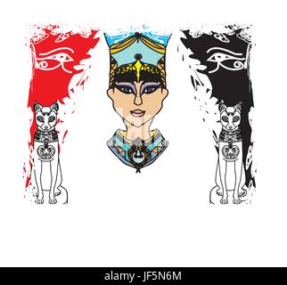 woman, historical, art, culture, graphic, antique, africa, eye, organ, Stock Vector
