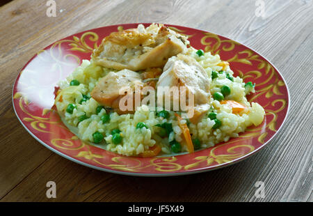 fried chicken with rice Stock Photo