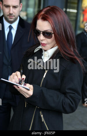 Priscilla Presley leaving 'BBC Breakfast' studios after her appearance on the show. Stock Photo