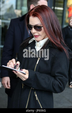 Priscilla Presley leaving 'BBC Breakfast' studios after her appearance on the show. Stock Photo