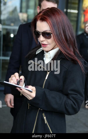 Priscilla Presley leaving 'BBC Breakfast' studios after her appearance on the show. Stock Photo