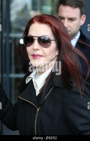 Priscilla Presley leaving 'BBC Breakfast' studios after her appearance on the show. Stock Photo