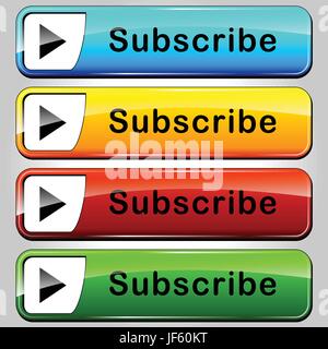 button, subscription, sign, icon, subscribe, set, internet, www, worldwideweb, Stock Vector