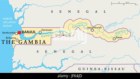 Atlas map of Senegal and Gambia