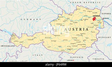 vienna, austria, danube, map, atlas, map of the world, travel, slovakia, alps, Stock Vector
