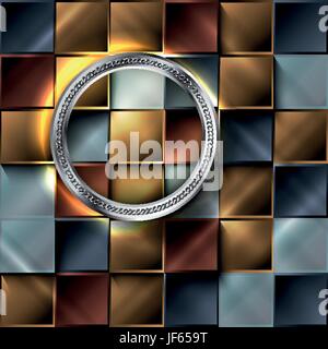 ring, square, tiles, circle, metallic, mosaics, mosaic, shaddow, shadow, ring, Stock Vector