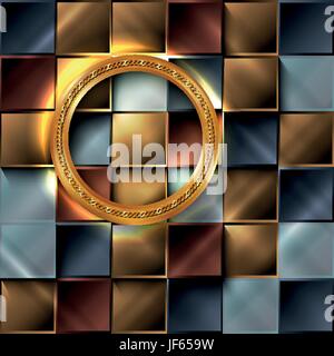 ring, square, tiles, circle, metallic, mosaics, mosaic, shaddow, shadow, gold, Stock Vector