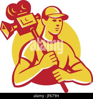 graphics, male, masculine, vintage, photo, camera, illustration, retro, Stock Vector