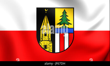 3D Flag of the Altmunster, Austria. Stock Photo