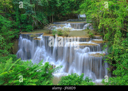 Deep forest Waterfall in Kanchanaburi province, Thailand Stock Photo