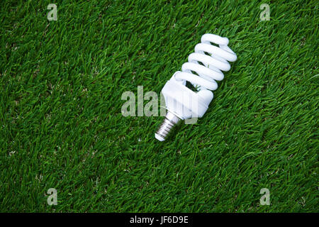 Energy saving bulb in the grass Stock Photo