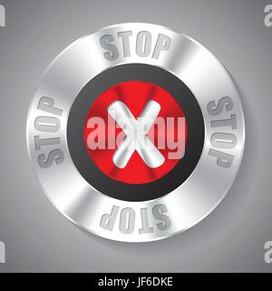 button, stop, stops, metallic, sign, icon, badge, aborting, close, object, art, Stock Vector