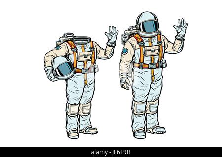 Astronaut in spacesuit and mockup without a head Stock Vector