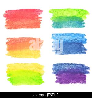 Vector set of rainbow watercolor banners Stock Vector