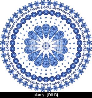 Blue round lace Stock Vector