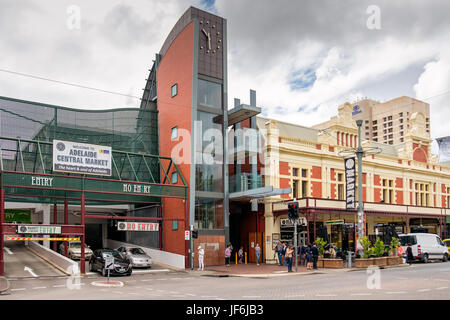 Adelaide, Australia - November 12, 2016: Central market entrance gate view from Gouger Street on a day Stock Photo