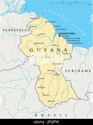 Political map of Guyana Stock Vector Art & Illustration, Vector Image ...