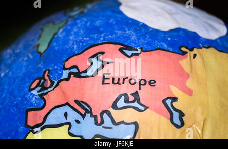 Handmade paper globe showing Europe. Stock Photo