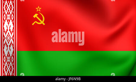 3D Flag of the Byelorussian SSR (1920-1991). Close Up Stock Photo - Alamy
