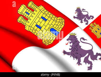 Flag of Castile and Leon, Spain. Stock Photo