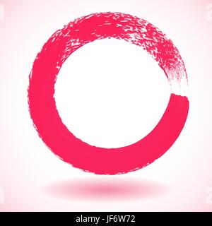 Pink paintbrush circle vector frame Stock Vector