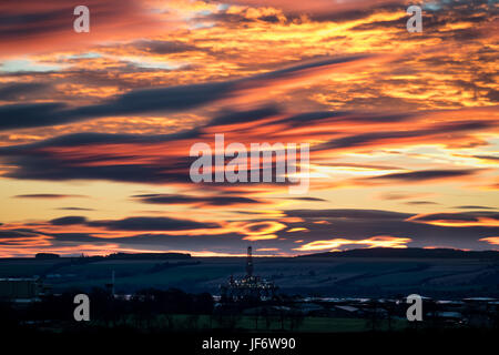 A stunning sunrise near Invergordon in Scotland. Stock Photo