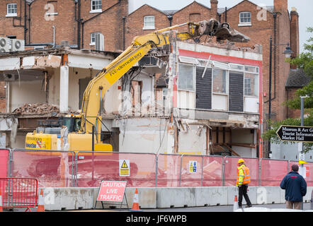 Building demolition in Shrewsbury town centre, Shropshire, England, UK Stock Photo