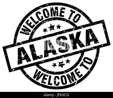 welcome to Alaska black stamp Stock Vector