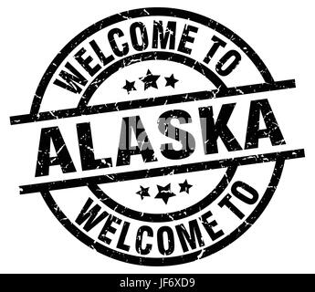 welcome to Alaska black stamp Stock Vector