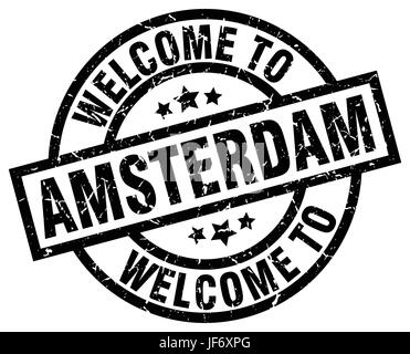 welcome to Amsterdam black stamp Stock Vector