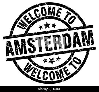 welcome to Amsterdam black stamp Stock Vector