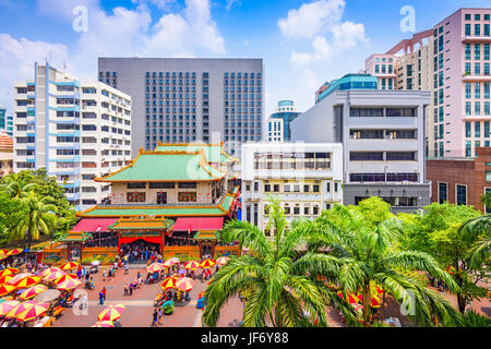 Singapore cityscape at Kwan Im Thong Hood Cho Temple. Stock Photo