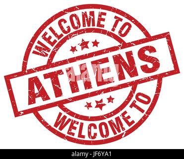 welcome to Athens red stamp Stock Vector