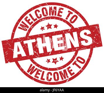 welcome to Athens red stamp Stock Vector