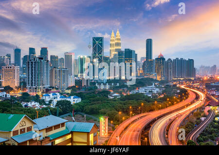 Kuala Lumpur, Malaysia highways and skyline. Stock Photo