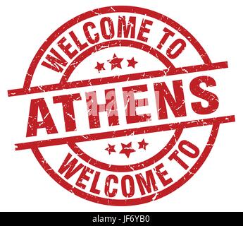 welcome to Athens red stamp Stock Vector