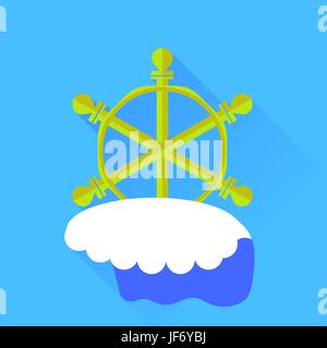 Ship Wood Steering Wheel Stock Vector