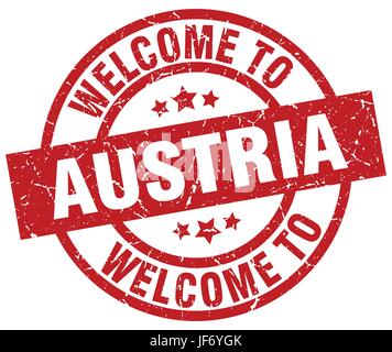 welcome to Austria red stamp Stock Vector