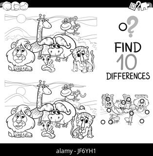 find differences game with safari animals Stock Photo - Alamy