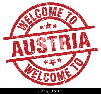 welcome to Austria red stamp Stock Vector
